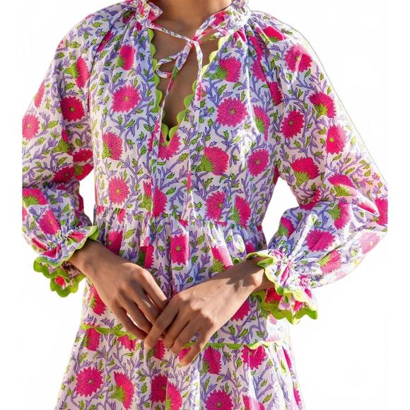 NEW PINK CITY PRINTS luna mini dress in neon camelia - Picture 4 of 5